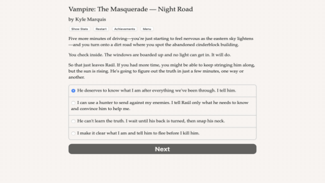Vampire: The Masquerade – Night Road Gameplay Screenshot